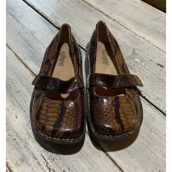 Alegria Felice Mary Jane Shoes Womens 6-6.5 Snake Patent Leather FEL-713-151 - Picture 4 of 10